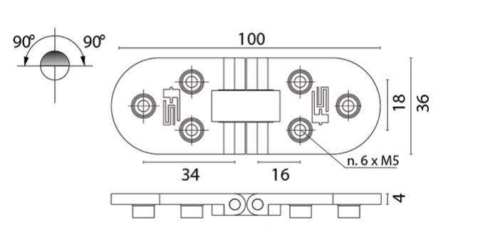 Table Hinge M5 Stud - Stainless