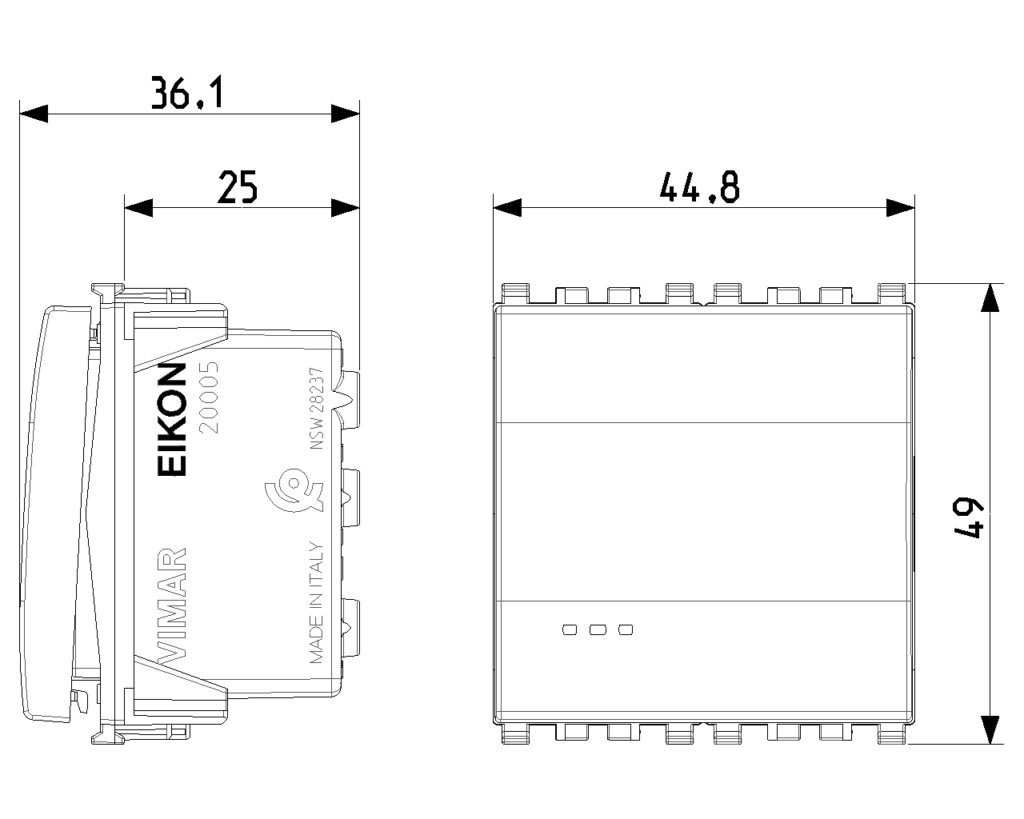 Vimar 1P 16AX 2-way switch 2M grey