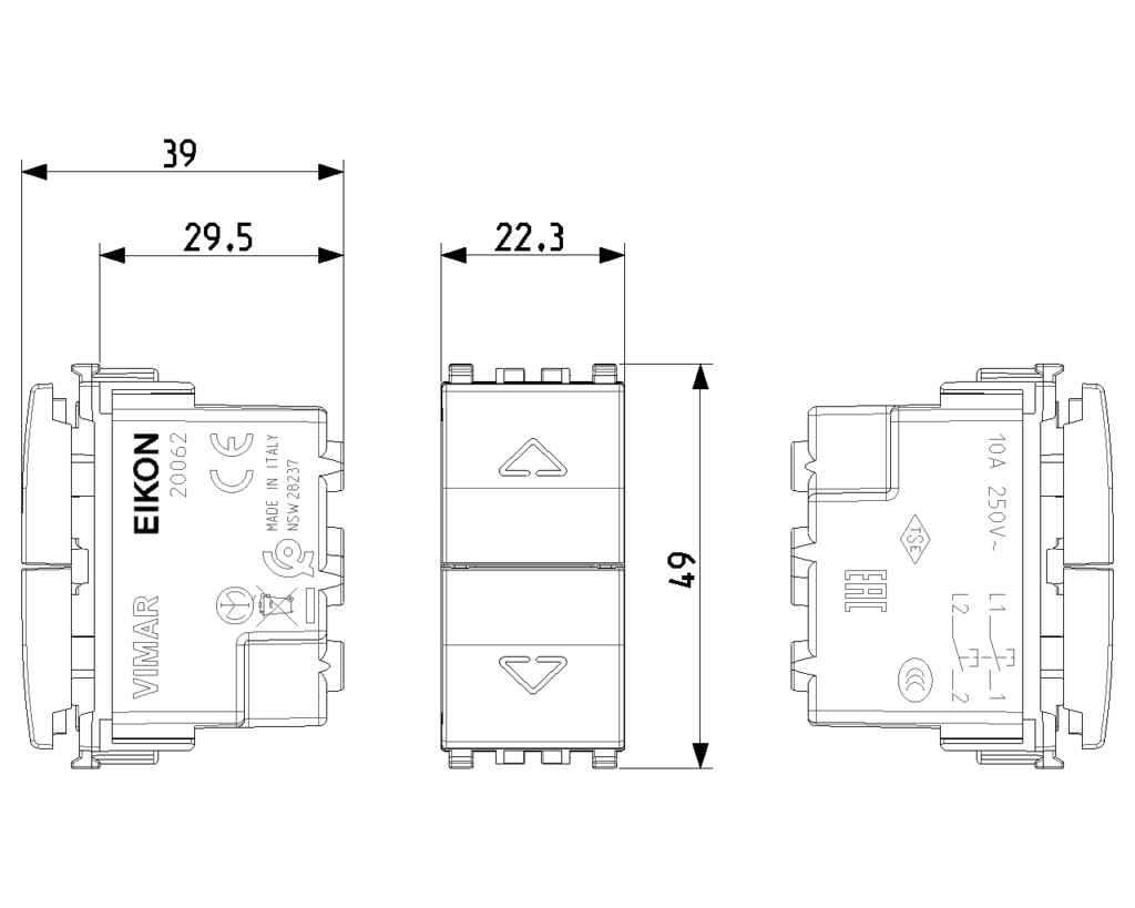 Vimar Two interlocked NO+NO switch