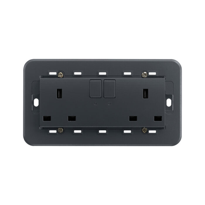 Vimar Two switch 2P+E 13A UK outlet grey